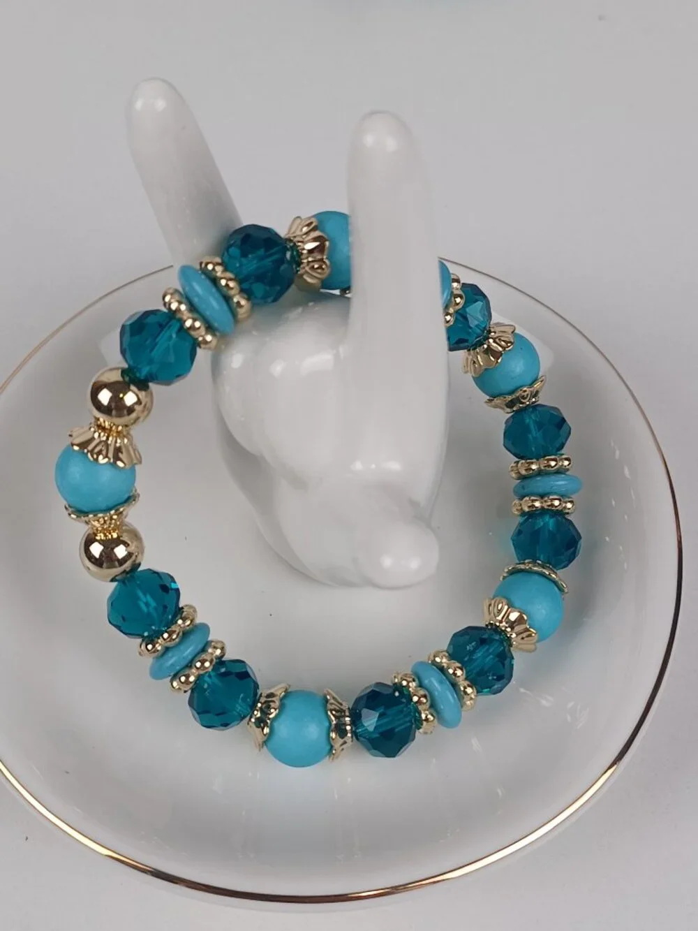 4-Piece Bohemian Beaded Bracelet Set - Blue Heart & Tree Pendants